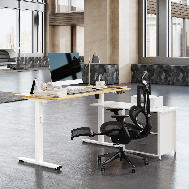 L-Shaped Standing Desk with Cabinet (FL1) | FlexiSpot